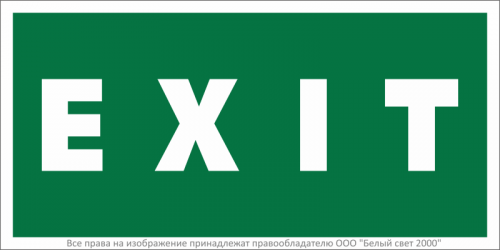 a15044 Знак безопасности BL-2010B.E25"EXIT" Белый свет 