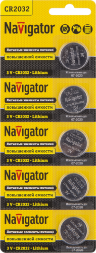 Элемент питания литиевый CR2032 94 765 NBT-CR2032-BP5 (блист.5шт) Navigator 94765 в г. Санкт-Петербург 