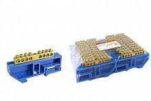 SQ0801-0027 Шина "N" нулевая с изолятором на DIN-рейку 6х9мм стойка бол. 8 групп TDM
