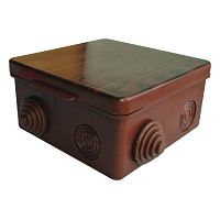 КО-93018100-018 Коробка распаячная ОП 100х100х50мм с гермовводами темн. дерево Урал Пак 