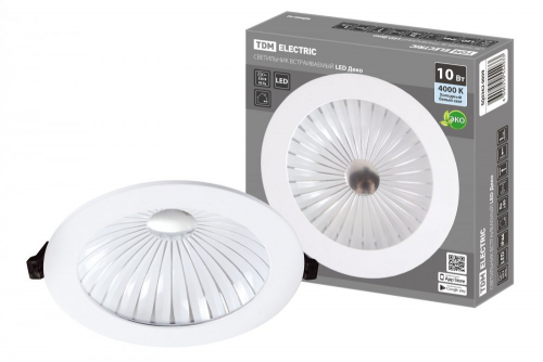 SQ0362-0009 Светильник встраиваемый LED Деко 06, 10 Вт, 4000K, кругл, D170 мм, хром./бел., IP44, TDM