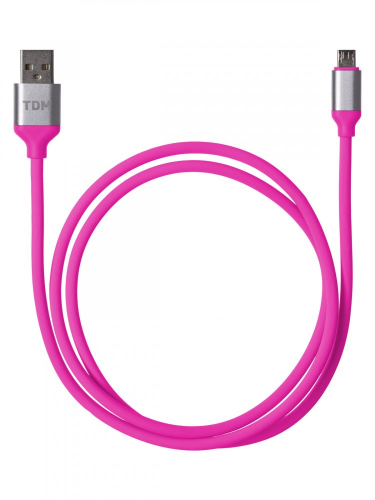 SQ1810-0319 Дата-кабель, ДК 19, USB - micro USB, 1 м, силиконовая оплетка, розовый, TDM