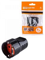 SQ1806-0212 Кабельная розетка рифленая 2П+З 16А 250B черная TDM