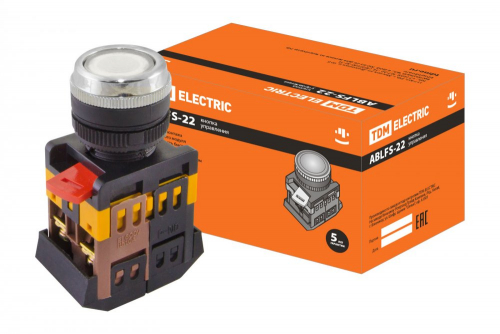 SQ0704-0012 Кнопка ABLFS-22 белый d22мм неон/230В 1з+1р TDM