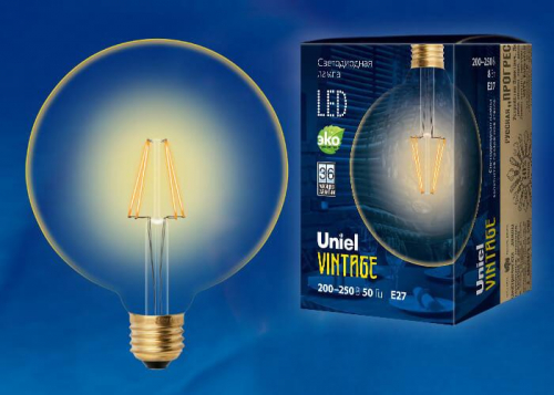 Лампа светодиодная филаментная Uniel E27 8W 2250K прозрачная LED-G125-8W/GOLDEN/E27 GLV21GO UL-00002358 в г. Санкт-Петербург  фото 2