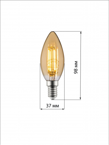 Лампа светодиодная «Винтаж» золотистая FС37, 7 Вт, 230 В, 2700 К, E14 (свеча) TDM в г. Санкт-Петербург  фото 5
