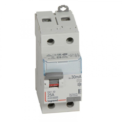 411504 Выключатель дифференциального тока (УЗО) 2п 25А 30мА тип AC DX3 ИЭК Leg 