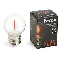 Лампа светодиодная Feron LB-383 Шарик прозрачный E27 2W 230V красный 48933 в г. Санкт-Петербург 