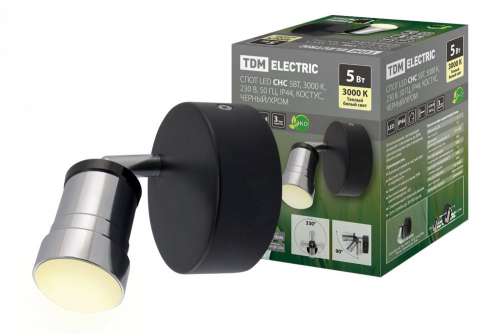 SQ0358-0228 Спот LED СНС 5Вт, 3000 K, 230 В, 50 Гц, IP44, Костус, черный/хром TDM