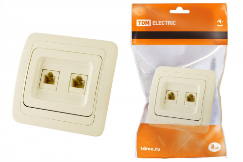 SQ1804-0115 Розетка компьютерная RJ-45 + TФ (RJ-11) сл. кость "Валдай" TDM