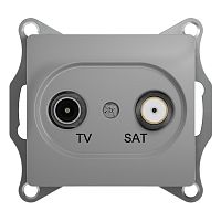 GLOSSA Розетка телевизионная TV-SAT одиночная в рамку 1дБ алюминий Systeme Electric GSL000397