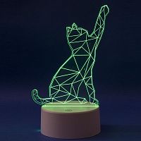 UL-00007419 Светильник ULI-M501 RGB/3AAA CATTY/WHITE с эффектом 3D «Кошка» 3AAA (не в/к) 1 светодиод. RGB свет. USB кабель в/к Uniel 