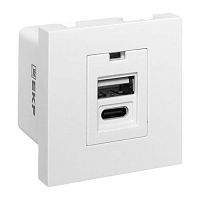 E2MR2-21USB-10-AC Розетка USB 2-м A+C 2.1А без индикатора бел. EKF 