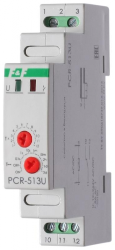 EA02.001.004 Реле времени PCR-513U 8А 12-264В AC/DC 1 перекл. IP20 задержка включ. монтаж на DIN-рейке F&F 