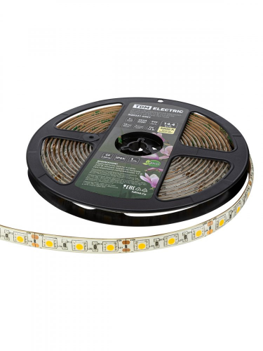 SQ0331-0361 Лента светодиодная SMD5050-60 LED/м-IP65-12 В-14,4 Вт/м-3000 К (5 м) блистер TDM