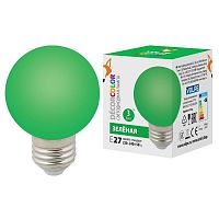 Лампа светодиодная Volpe E27 3W зеленая LED-G60-3W/Green/E27/FR/С UL-00006958 в г. Санкт-Петербург 