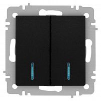 Б0063516 Выключатель 2-кл. СП Accent 6-105-05 10А IP20 250В с подсветкой AL/CU антрацит Intro 