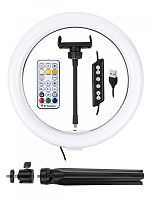 SQ0373-0303 Лампа кольцевая светодиодная 30 см, 16 Вт, 2700-6400 К+RGB, штатив наст., диммер, ПДУ, USB, TDM
