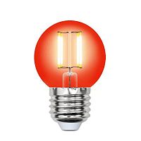Лампа светодиодная филаментная Uniel E27 5W красная LED-G45-5W/RED/E27 GLA02RD UL-00002986 в г. Санкт-Петербург 