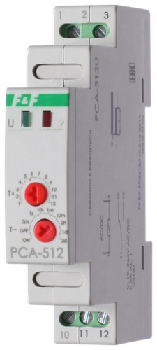 EA02.001.002 Реле времени PCA-512U 8А 12-264В AC/DC 1 перекл. IP20 задержка выключ. монтаж на DIN-рейке F&F 