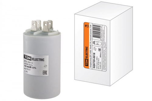 SQ0739-0018 Конденсатор ДПС 450В, 16мкФ, 5%, плоский разъем, TDM