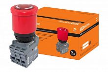 SQ0747-0030 Кнопка грибовидная, возврат поворотом MPET4-10R в сборе d40мм 1з+1р красная TDM
