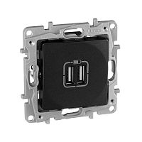 672694 Розетка USB 2-м СП 2мод. Etika 240В/5В 2400мА механизм антрацит IEK 