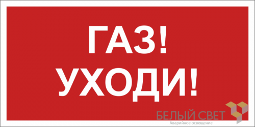 a17801 Знак безопасности BL-2010B.F24"Газ-уходи" Белый свет 