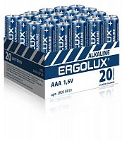 14674 Элемент питания алкалиновый AAA/LR03 1.5В Alkaline BP-20 ПРОМО (уп.20шт) Ergolux 