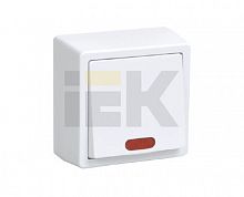 IEK ВС20-1-1-ББ Выключатель одноклавишный со свет.инд. для открытой установки "БРИКС" цвет: белый в г. Санкт-Петербург 