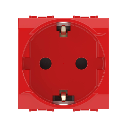 Розетка 1-м СП 2мод. Brava 16А IP20 с заземл. защ. шторки красн. DKC 76482R в г. Санкт-Петербург 
