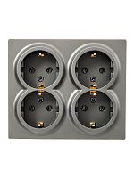 752-3500-127BDP Розетка 4-м ОП LETO с заземл. закрытый корпус ПБТ платина LEZARD 