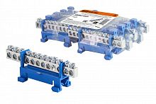 SQ0801-0323 Шина "N" нулевая с изолятором на DIN-рейку 6х9мм стойка мал. 12 групп никелированная TDM