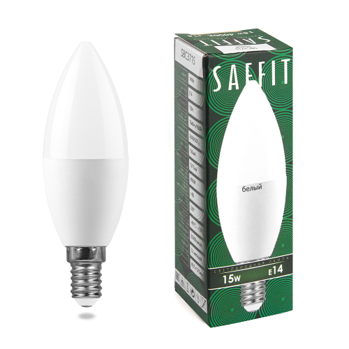 Лампа светодиодная SAFFIT SBC3715 Свеча E14 15W 230V 4000K 55204 в г. Санкт-Петербург 