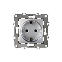 Б0014683 Розетка 1-м СП Эра12 12-2001-03 16А IP20 16AX 250В 2P+E Schuko без монтаж. лапок механизм алюм. Эра 