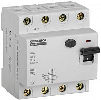 Выключатель дифференциального тока (УЗО) 4п 40А 30мА тип AC ВД1-63 GENERICA MDV15-4-040-030 в г. Санкт-Петербург 