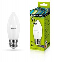 13172 Лампа светодиодная LED-C35-9W-E27-6К Свеча 9Вт E27 6500К 172-265В Ergolux 