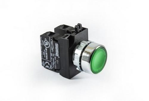 CM102DY Кнопка нажимная круглая зел. (1НО+1НЗ) EMAS 