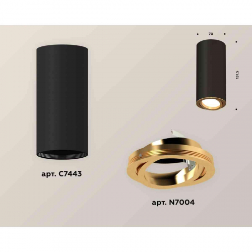 Комплект накладного светильника Ambrella light Techno Spot XS7443004 SBK/PYG черный песок/золото желтое полированное (C7443, N7004) в г. Санкт-Петербург  фото 2