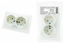 SQ1814-0518 Розетка двойная 2П+З с защ. шт. 16А 250В белая "Таймыр" (пром. упак., бакелит. основание) TDM