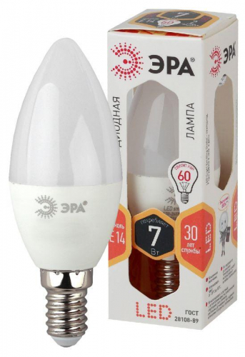 Лампа светодиодная B35-7w-827-E14 свеча 560лм ЭРА Б0020538 в г. Санкт-Петербург 