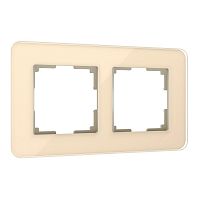 4690389180712 Рамка из стекла на 2 поста Elite айвори W0022443
