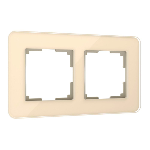 4690389180712 Рамка из стекла на 2 поста Elite айвори W0022443