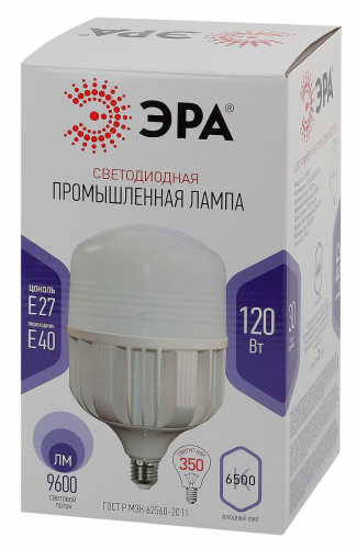 Лампа светодиодная сверхмощная ЭРА E27/E40 120W 6500K матовая LED POWER T160-120W-6500-E27/E40 Б0051794 в г. Санкт-Петербург  фото 3