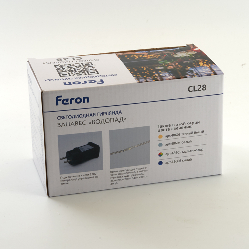 Светодиодная гирлянда Feron CL28 занавес Водопад  3*3м  + 3м 230V синий с контроллером, c питанием от сети, прозрачный шнур 48606 в г. Санкт-Петербург  фото 7