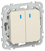 FI-V20-1-10-1-K86 Выключатель 2-кл. СП FLITE ВС12-1-1-ФлСл 10А с индикацией механизм сливочный IEK 