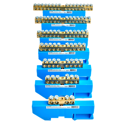 Шина"N" на изоляторе STEKKER 6*9 на DIN-рейку 14 выводов, синий, LD555-69-14 49535 в г. Санкт-Петербург  фото 4