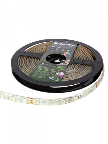 SQ0331-0346 Лента светодиодная SMD5050-60 LED/м-IP65-12 В-14,4 Вт/м-RGB (5 м) блистер TDM