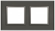 Б0065835 Рамка 2-м Elegance 14-5102-16 для розеток и выключателей стекло титан Эра 