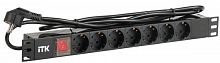 PH12-7D1-P Блок розеток 7 мест PDU (немец. cтанд.) DIN49440 с LED выкл. 1U шнур 2м вилка DIN49441 профиль ПВХ черн. ITK 